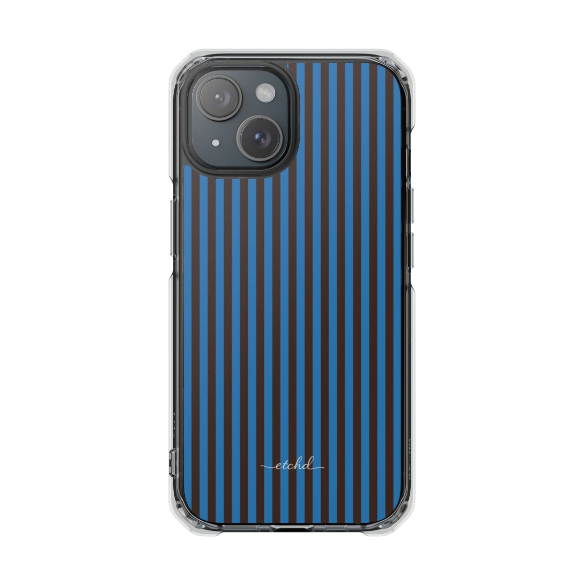 Espresso & Cerulean Striped Funda transparente magnética para móvil de etchd, vista 2