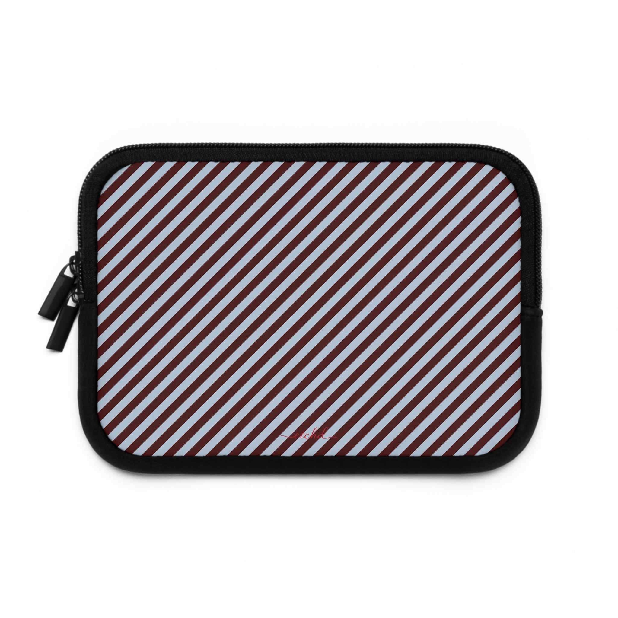 Blue & Cherry Striped Diagonal Laptop Sleeve by etchd, view 2