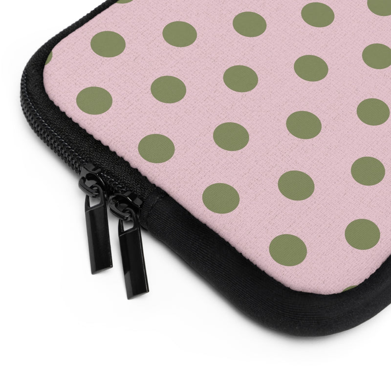 Green And Pink Polka Dot Laptop Sleeve by etchd, view 12