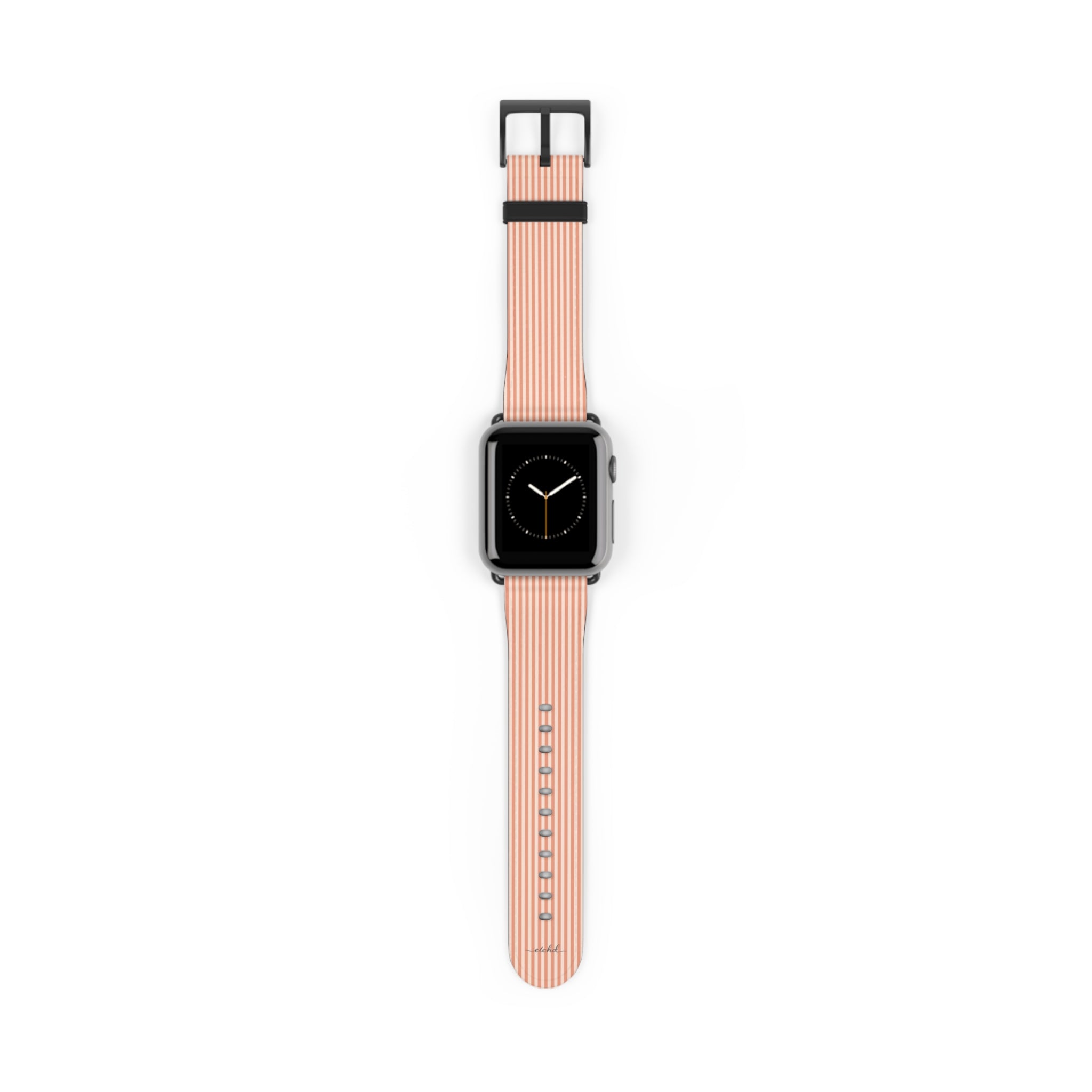 Coral & Cream Striped Smartwatch Strap by etchd