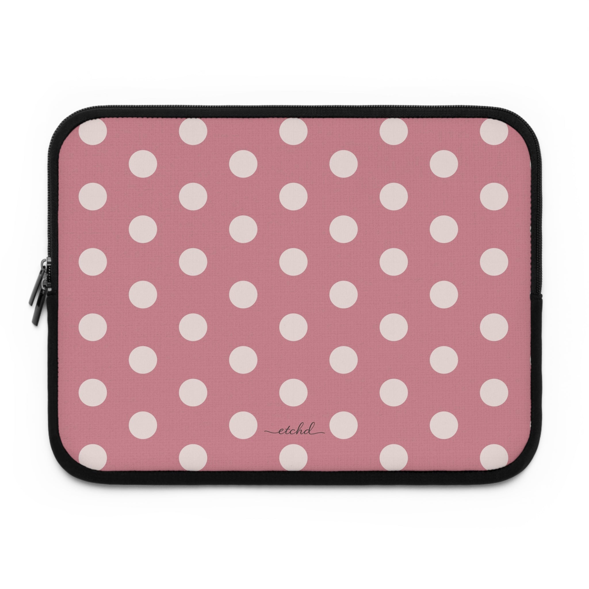 Cream & Blush Polka Dot Laptop Sleeve by etchd