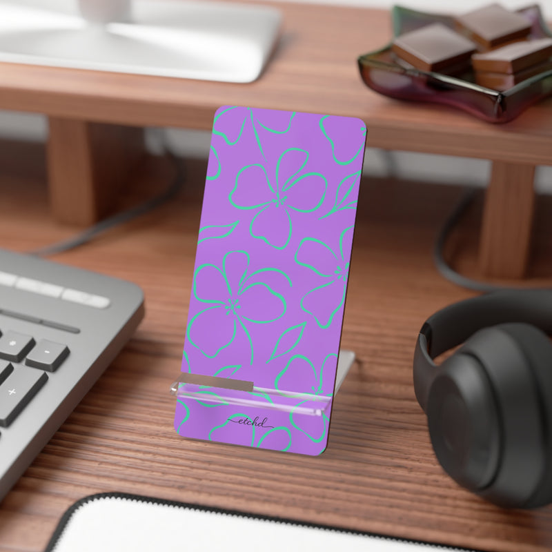Lilac & Hypermint Floral Phone Stand by etchd, view 3
