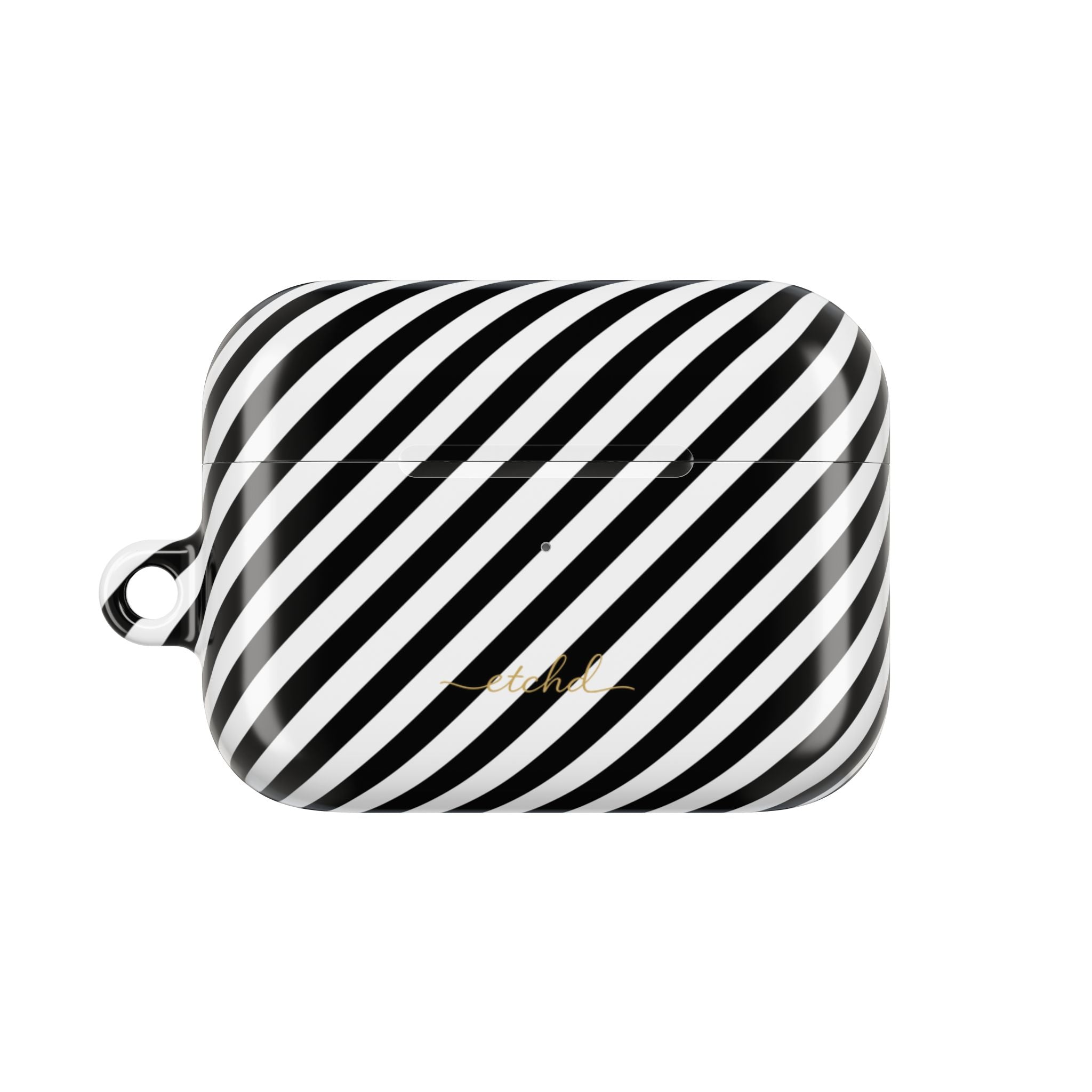 Black & White Striped Diagonal AirPod Case by etchd, view 2
