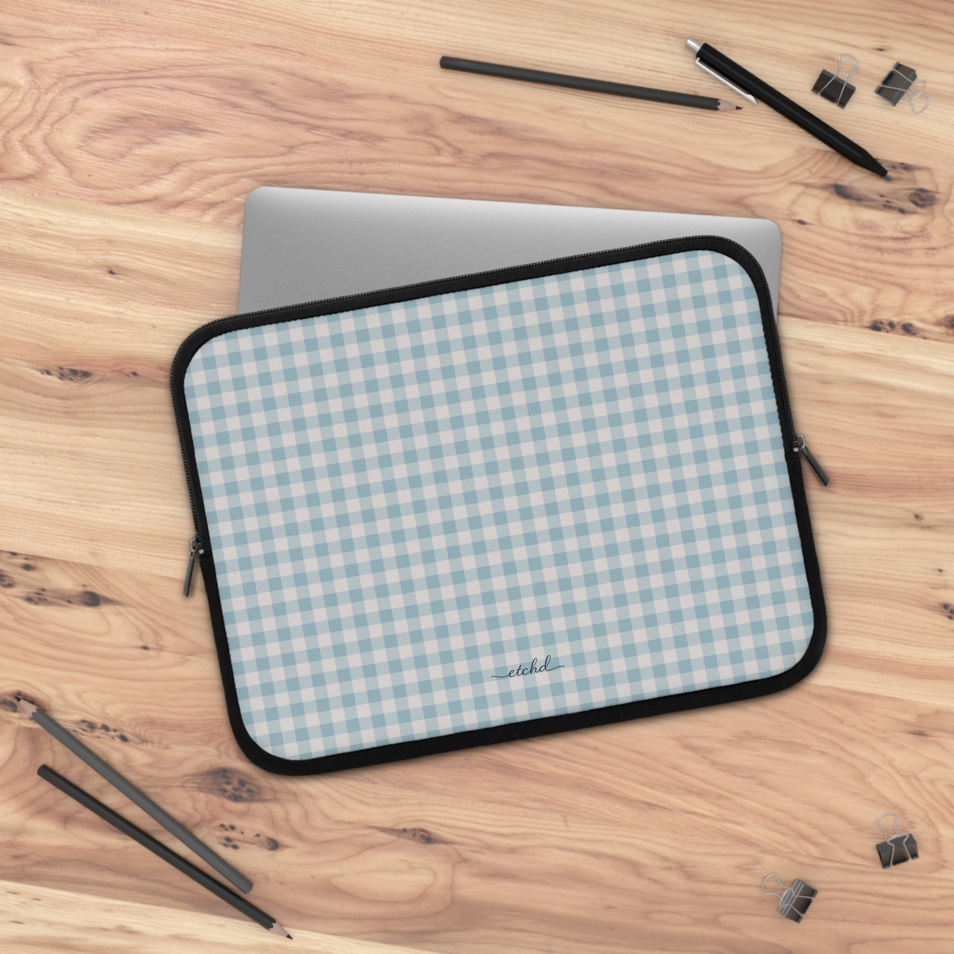 Cornflower Gingham Laptop Sleeve by etchd, view 5