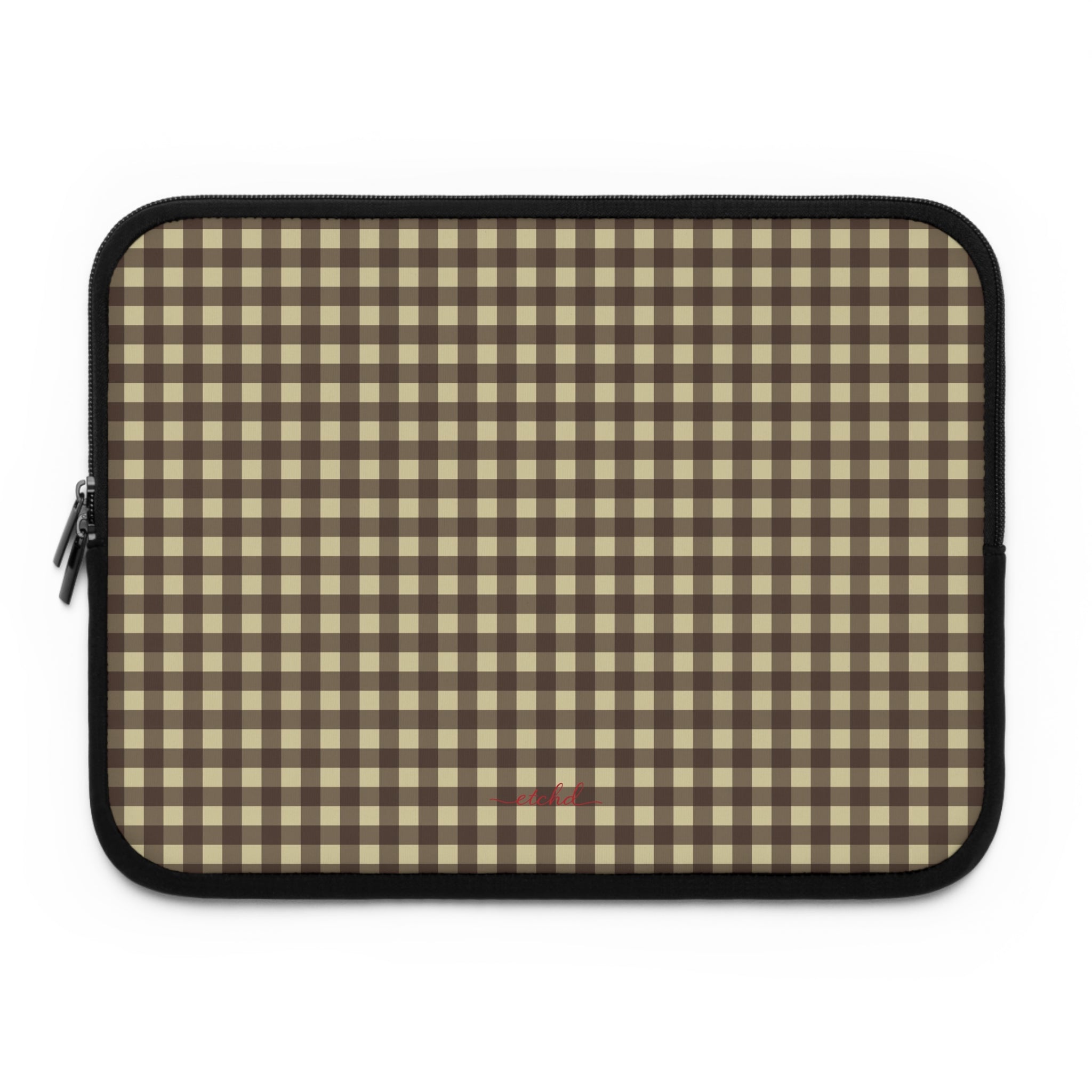 Butter & Brown Gingham Laptop Sleeve by etchd