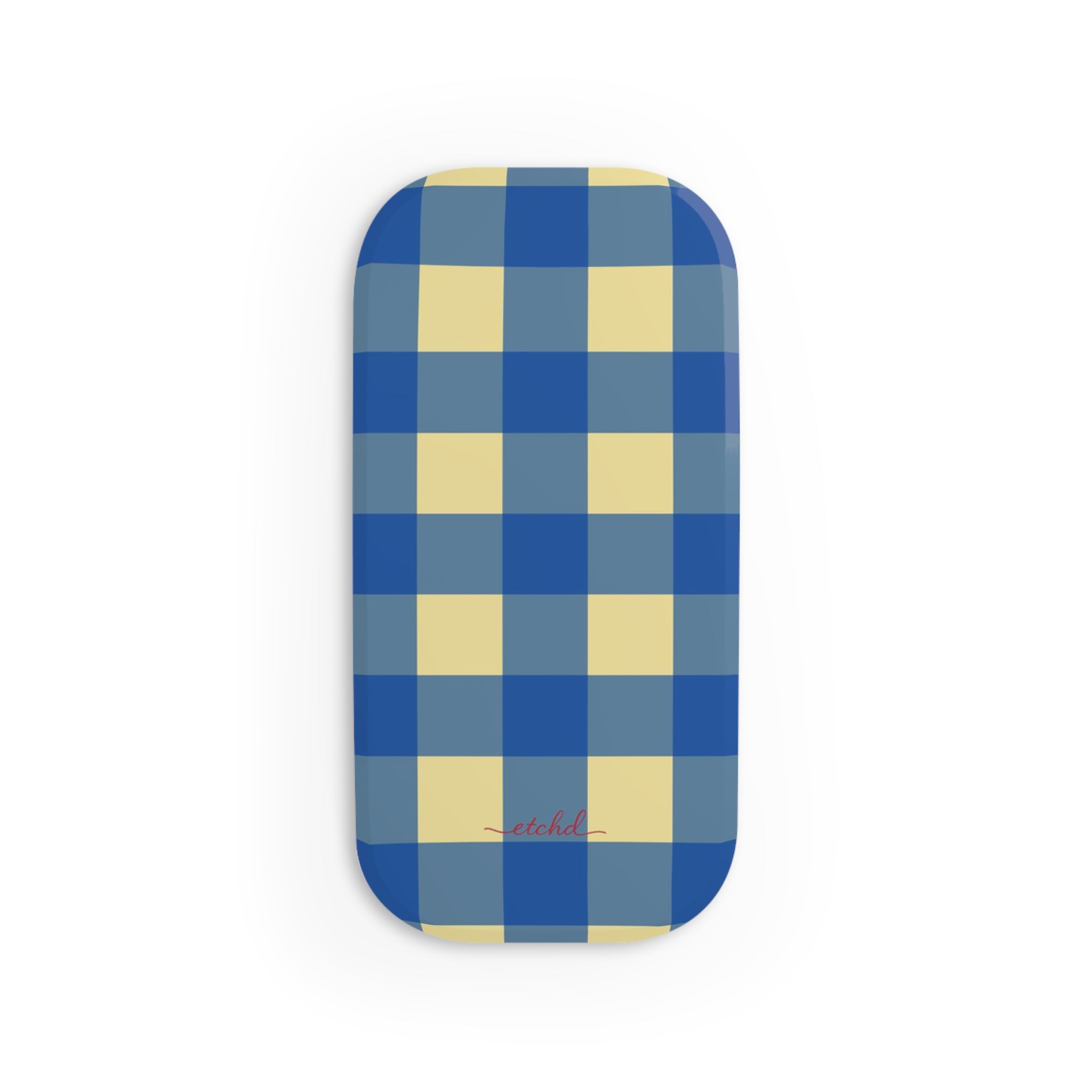 Butter & Cobalt Gingham Click-On Phone Grip by etchd, view 2