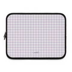 Lilac Gingham Laptop Sleeve by etchd