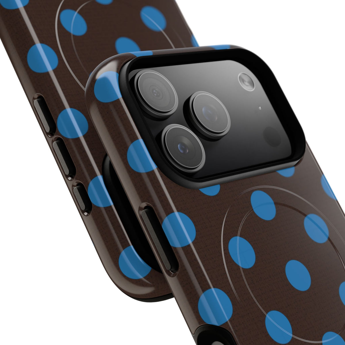 Cerulean & Espresso Polka Dot Magnetic Phone Case by etchd, view 99