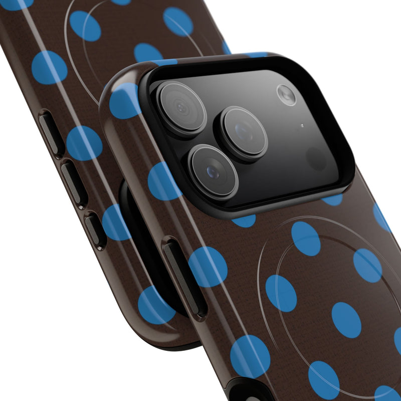 Cerulean & Espresso Polka Dot Magnetic Phone Case by etchd, view 99