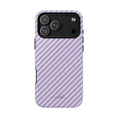Lilac & Cream Striped Diagonal Magnetic Phone Case by etchd, view 31