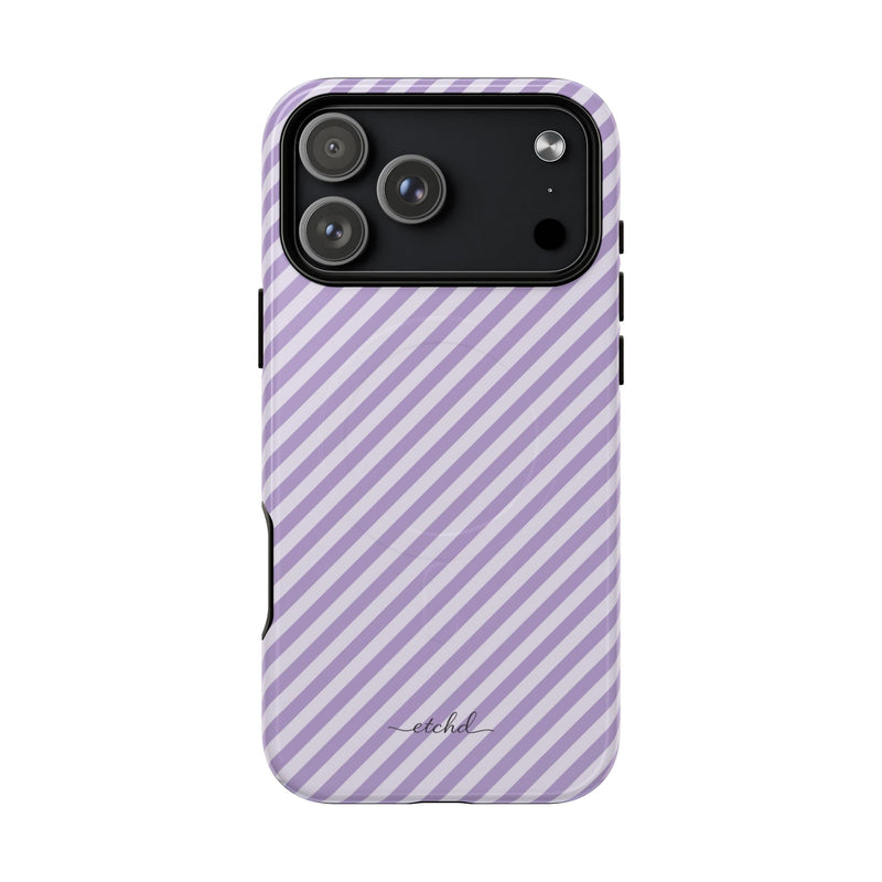 Lilac & Cream Striped Diagonal Magnetic Phone Case by etchd, view 31