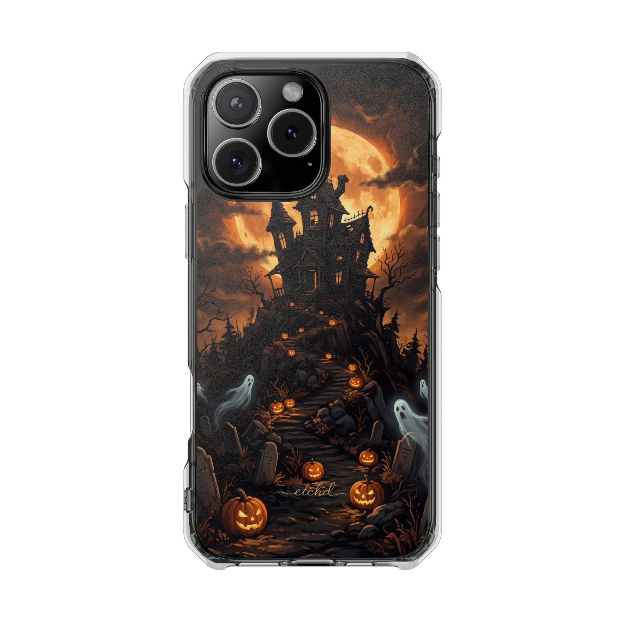 Pumpkin Hollow Clear Magnetic Phone Case by etchd