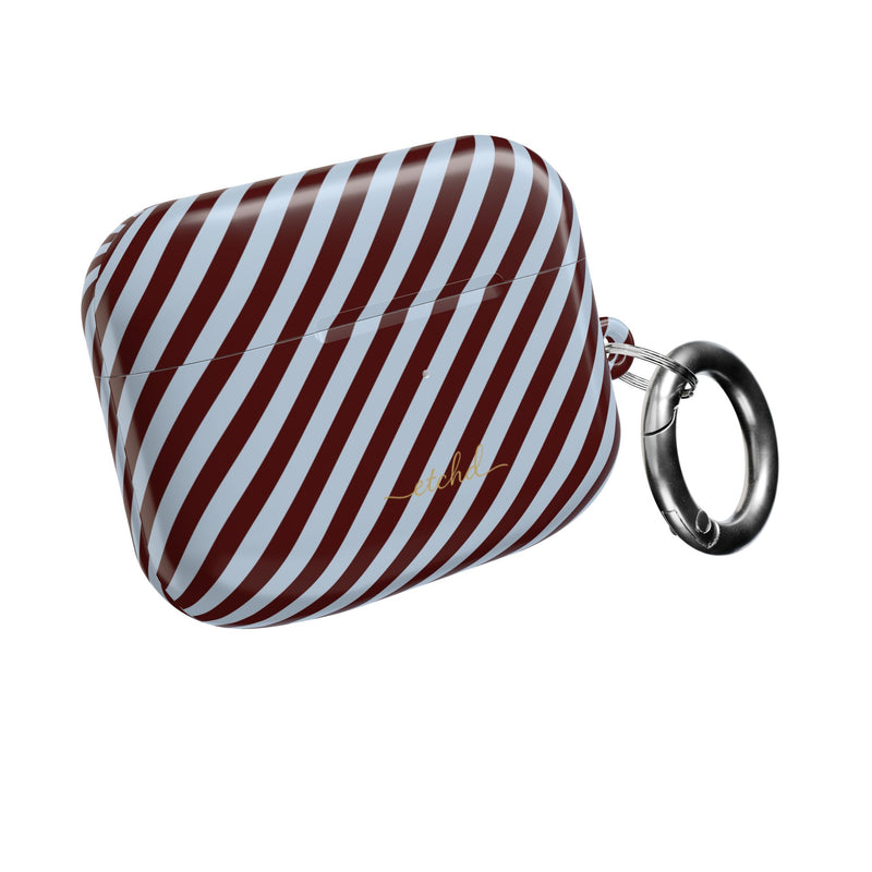 Blue & Cherry Striped Diagonal AirPod Case by etchd, view 8