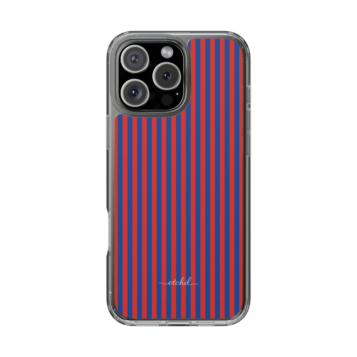 Cobalt & Poppy Striped Funda transparente para móvil de etchd