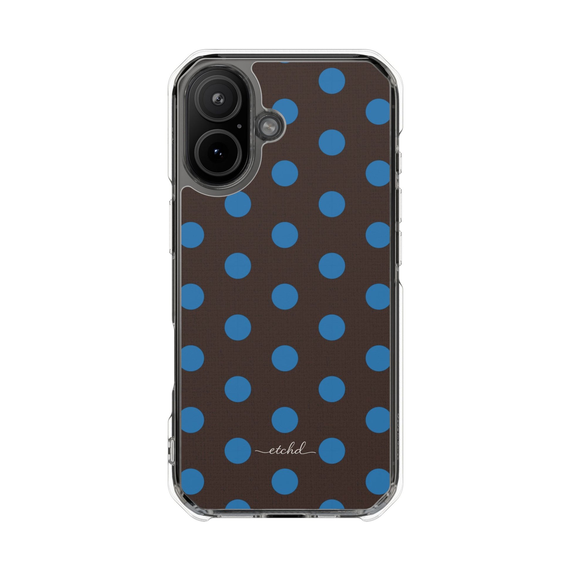 Cerulean & Espresso Polka Dot Clear Magnetic Phone Case by etchd, view 13
