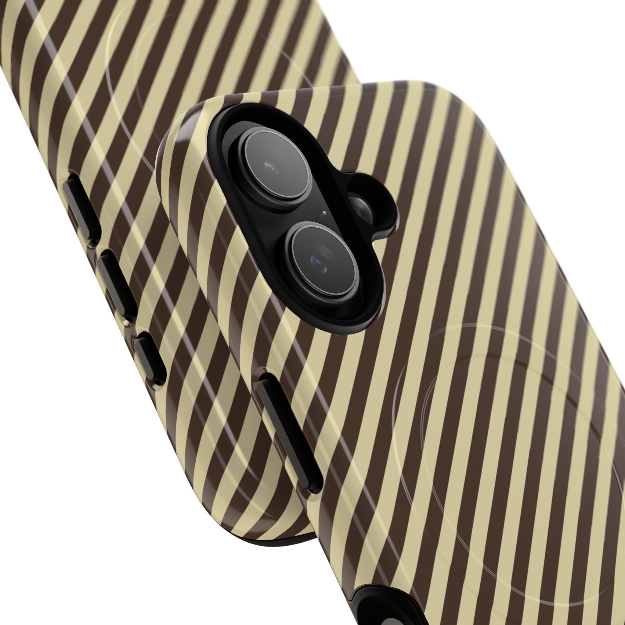 Butter & Brown Striped Diagonal Magnetic Phone Case by etchd, view 87