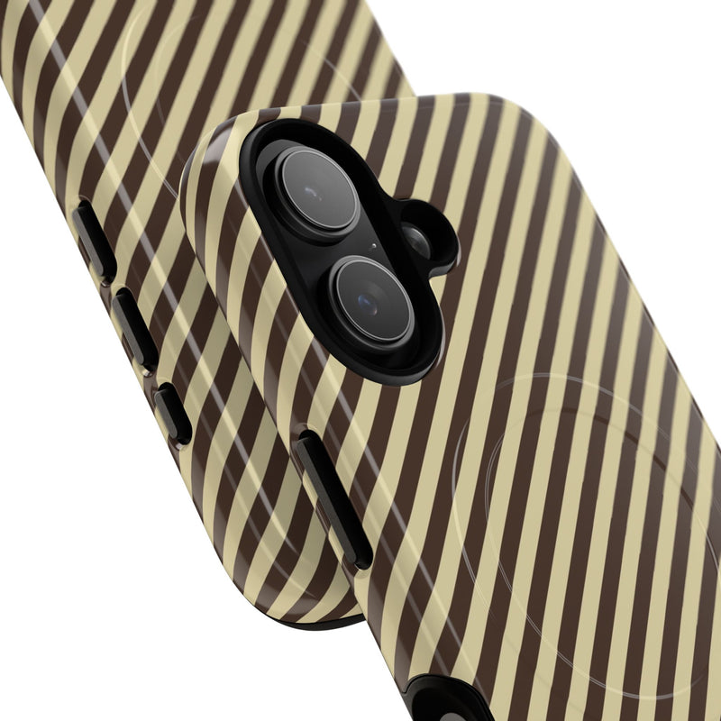 Butter & Brown Striped Diagonal Magnetic Phone Case by etchd, view 87