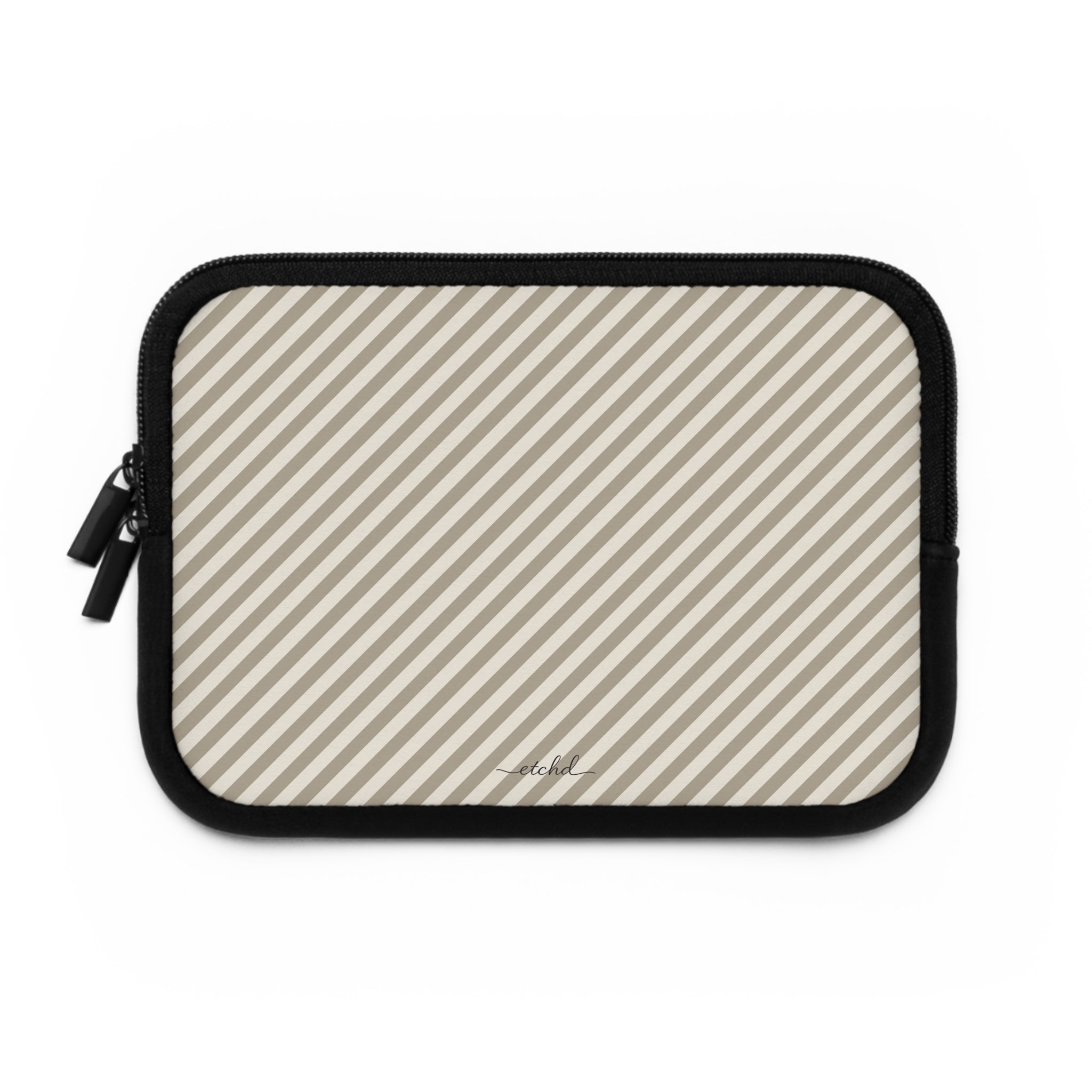 Neutral Striped Diagonal Laptop Sleeve by etchd, view 2