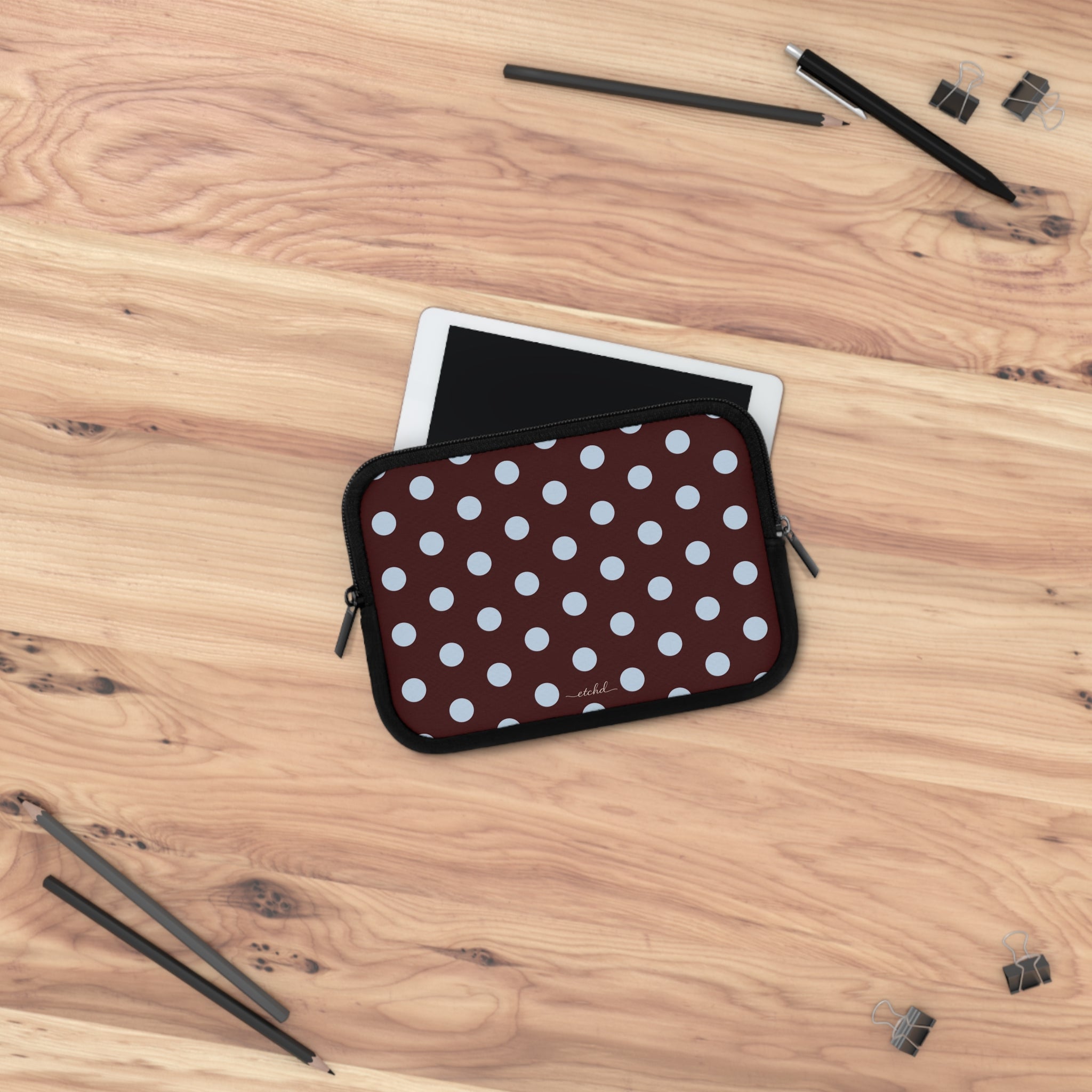 Cherry & Blue Polka Dot Laptop Sleeve by etchd, view 14