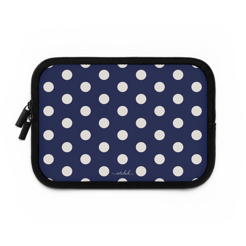 Cream & Navy Polka Dot Laptop Sleeve by etchd, view 2