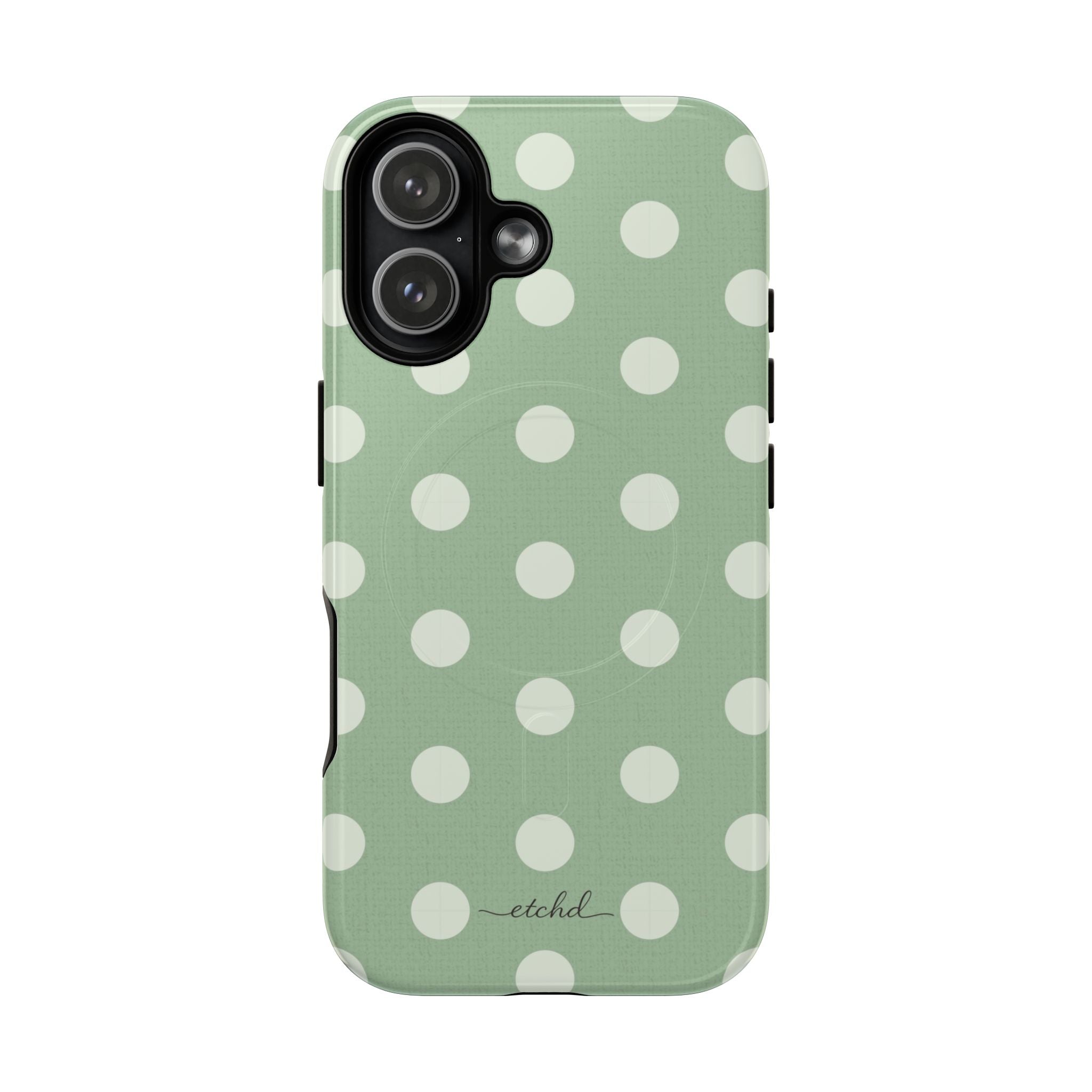 Cream & Sage Polka Dot Magnetic Phone Case by etchd, view 25