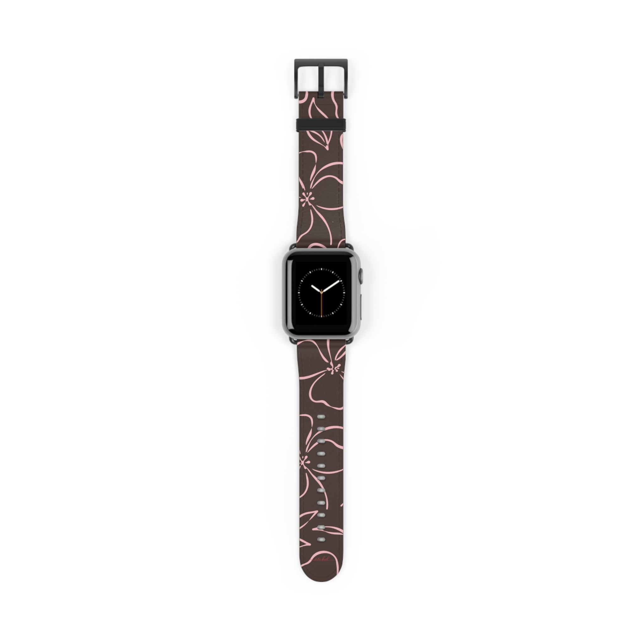 Espresso & Blush Floral Smartwatch Strap by etchd