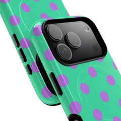 Lilac & Hypermint Polka Dot Magnetic Phone Case by etchd, view 99