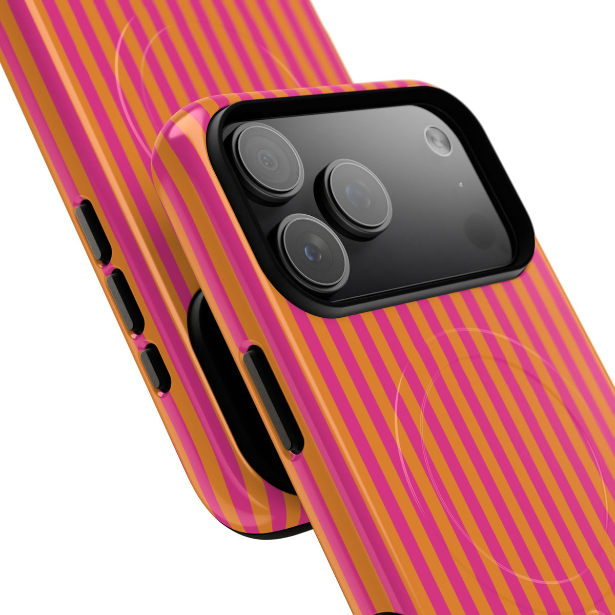 Pink & Orange Striped Magnetic Phone Case by etchd, view 97