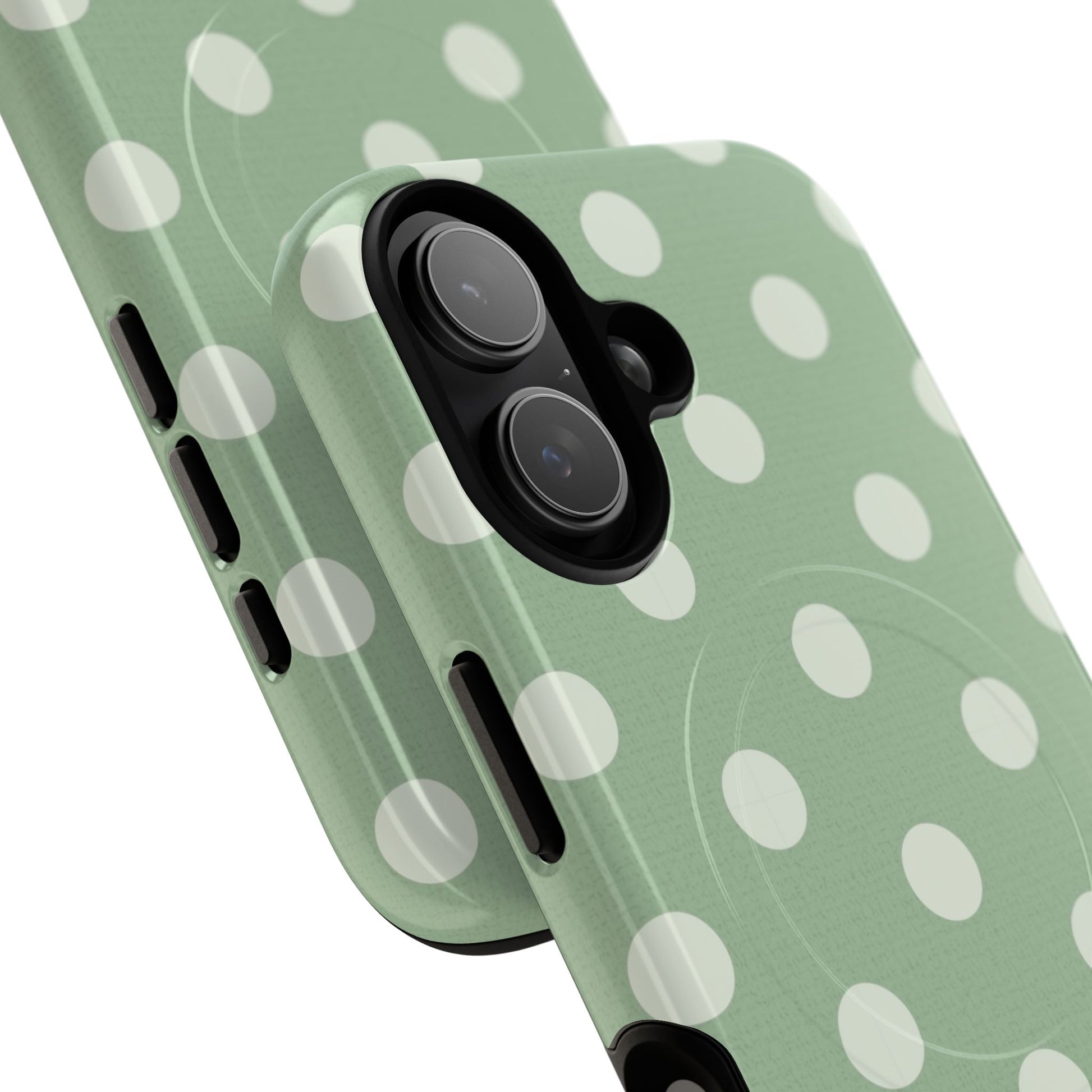 Cream & Sage Polka Dot Magnetic Phone Case by etchd, view 87