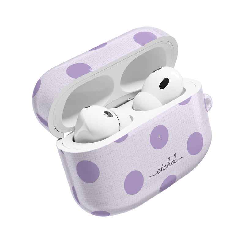 Lilac & Cream Polka Dot AirPod Case by etchd, view 9