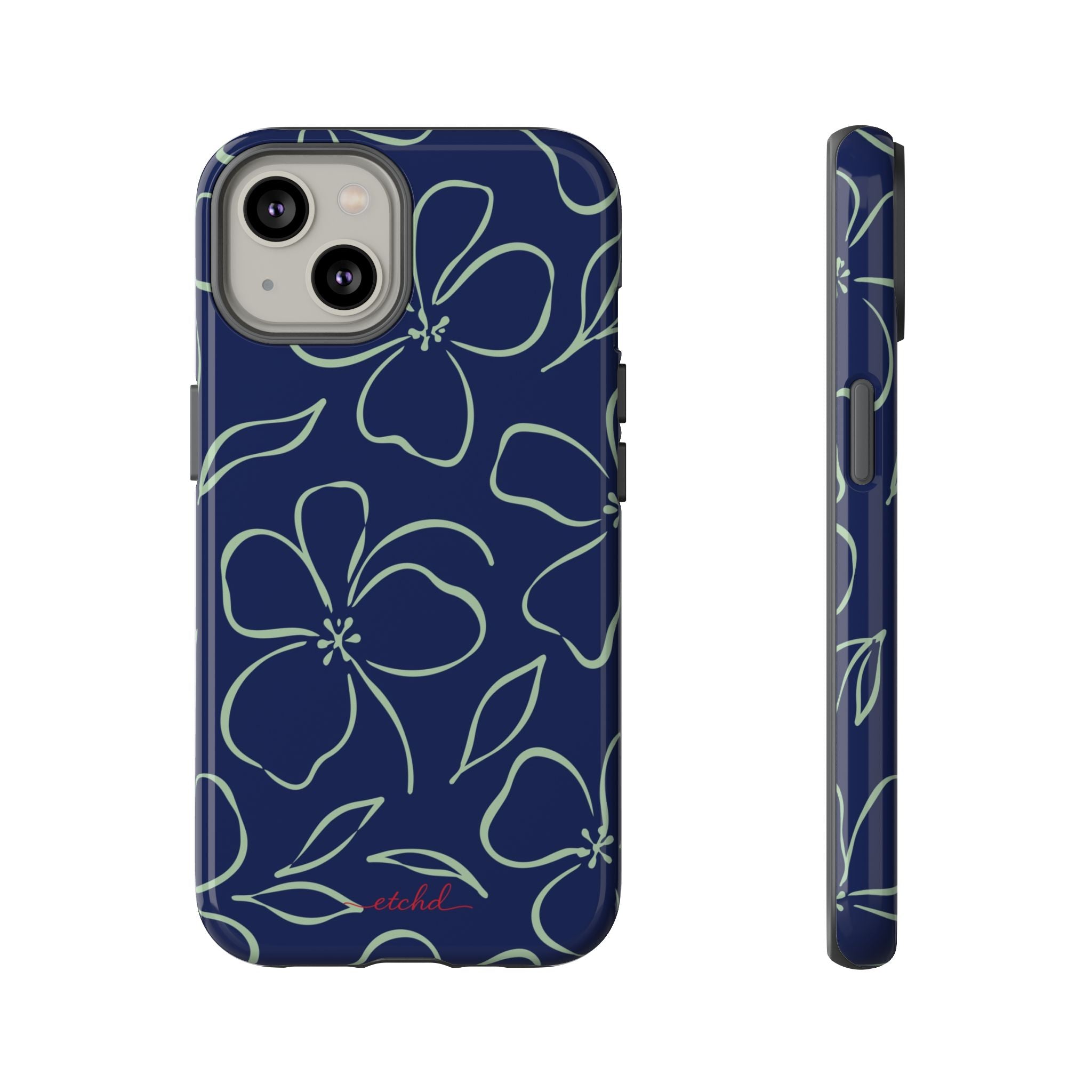 Navy & Sage Floral Funda para móvil de etchd, vista 2