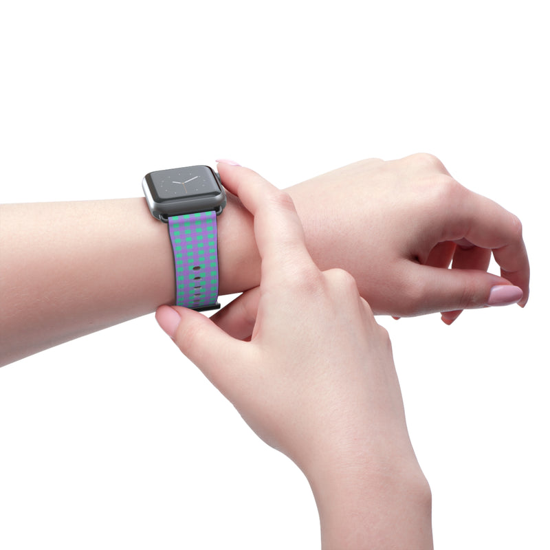 Hypermint & Lilac Gingham Smartwatch Strap by etchd, view 11