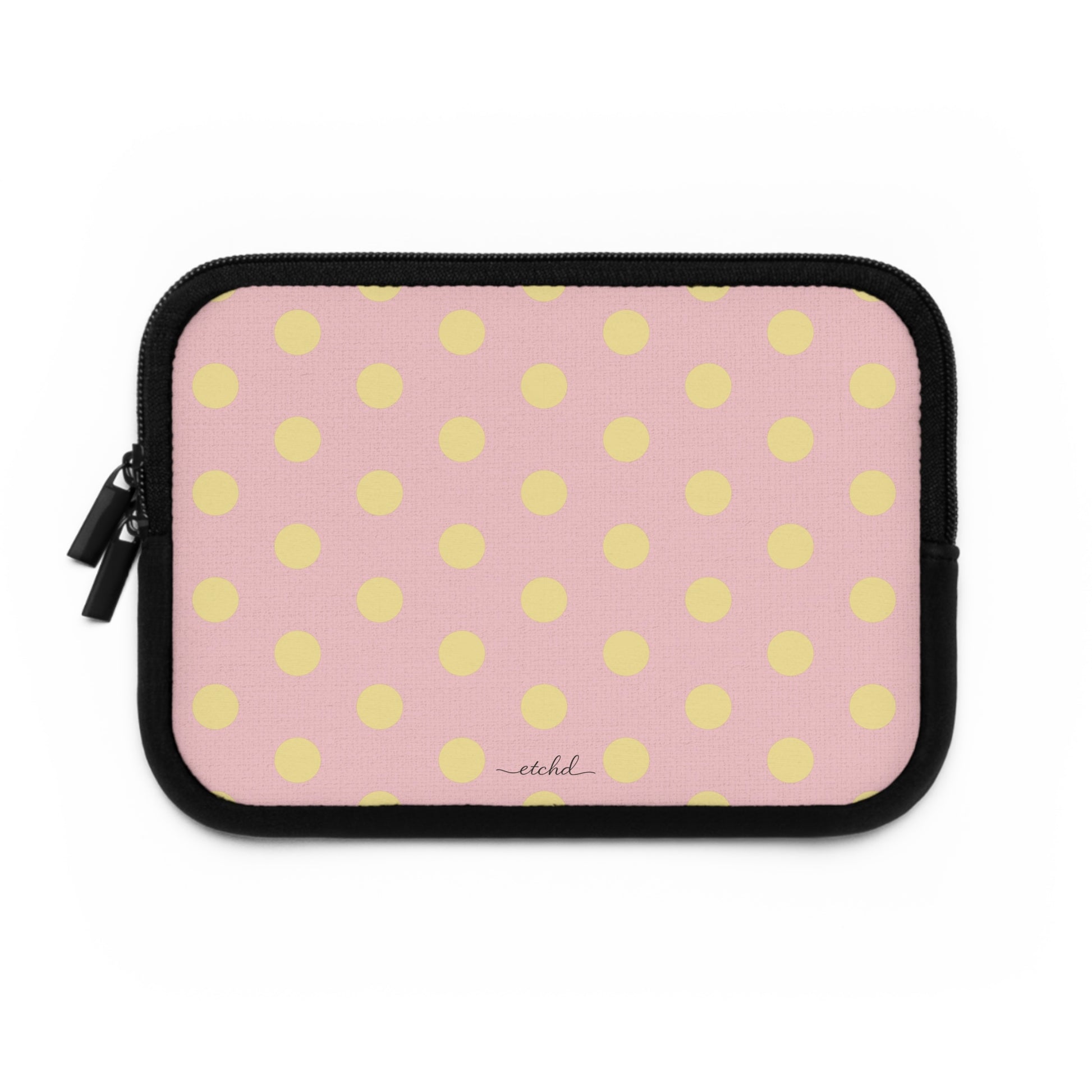Butter And Pink Polka Dot Laptop Sleeve by etchd, view 2