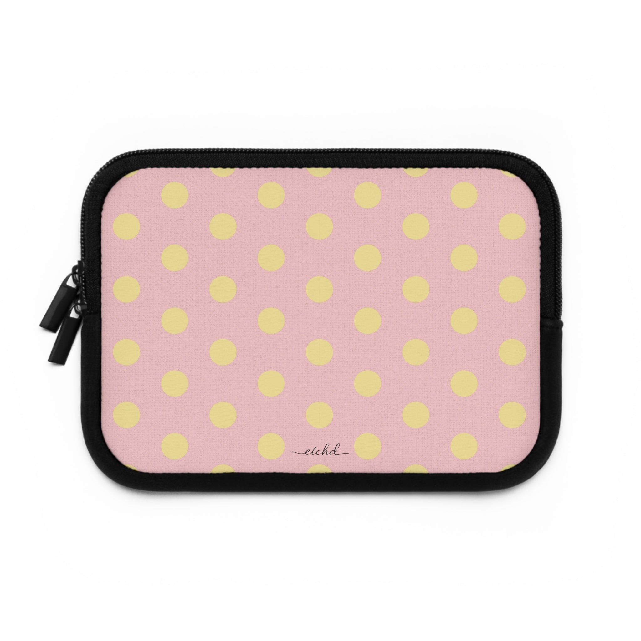 Butter And Pink Polka Dot Laptop Sleeve by etchd, view 2
