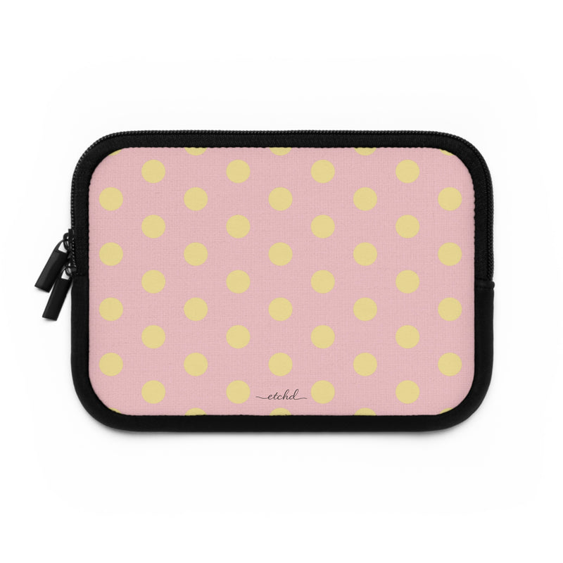 Butter And Pink Polka Dot Laptop Sleeve by etchd, view 2