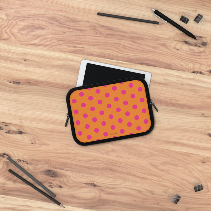 Pink And Orange Polka Dot Laptop Sleeve by etchd, view 14