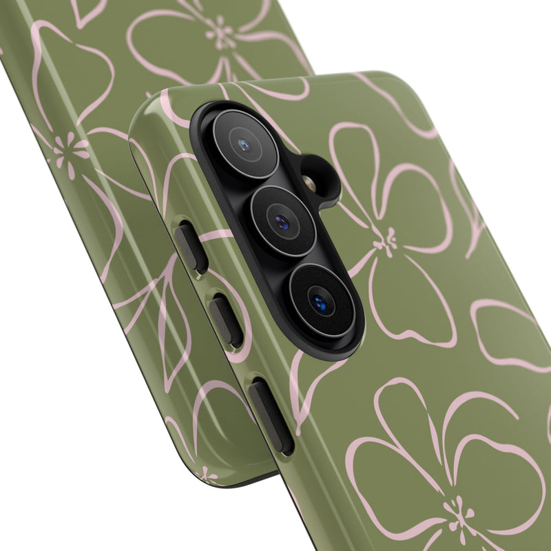 Green & Pink Floral Phone Case by etchd, view 209