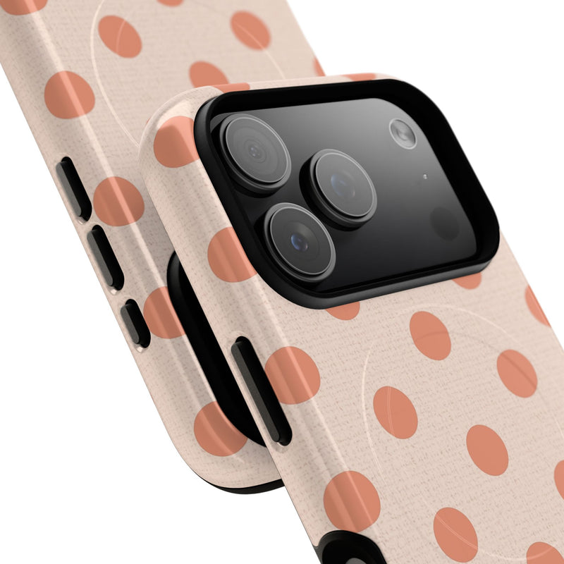 Coral & Cream Polka Dot Magnetic Phone Case by etchd, view 99