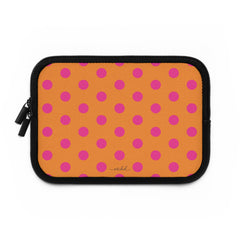 Pink And Orange Polka Dot Laptop Sleeve by etchd, view 2