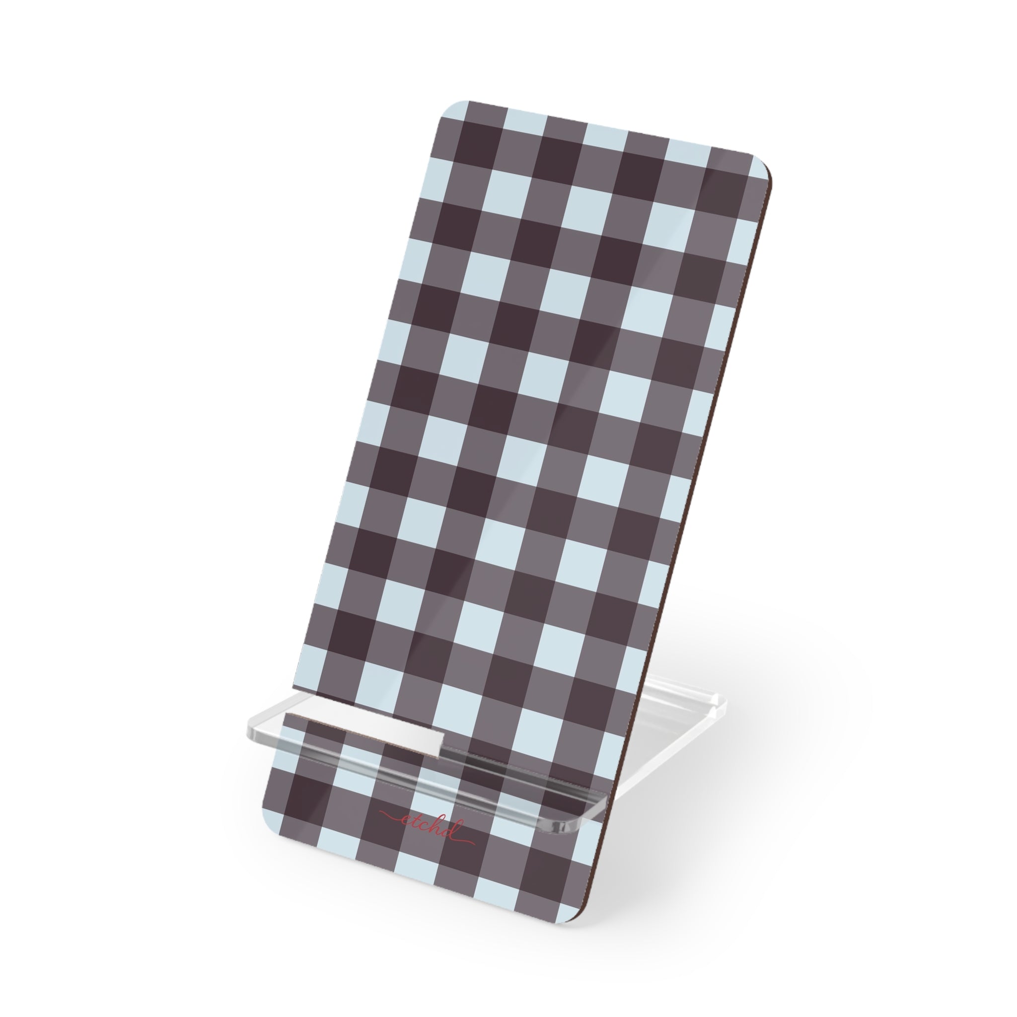 Blue & Plum Gingham Phone Stand by etchd