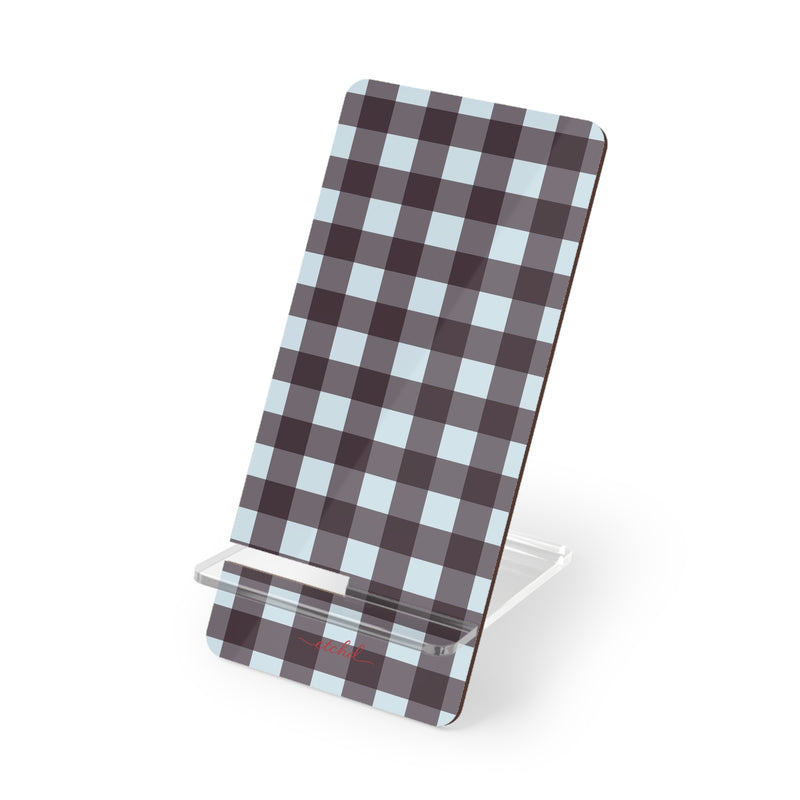 Blue & Plum Gingham Soporte para móvil de etchd
