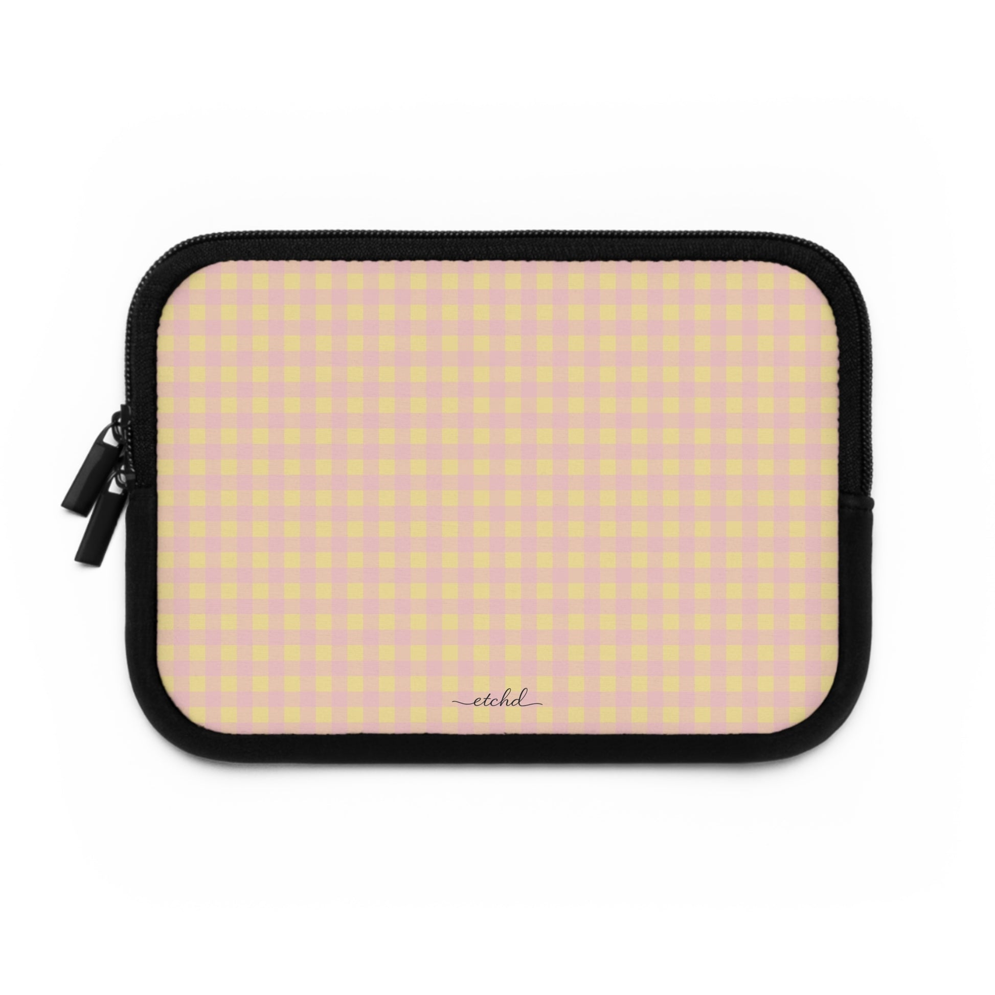Butter & Pink Gingham Laptop Sleeve by etchd, view 2