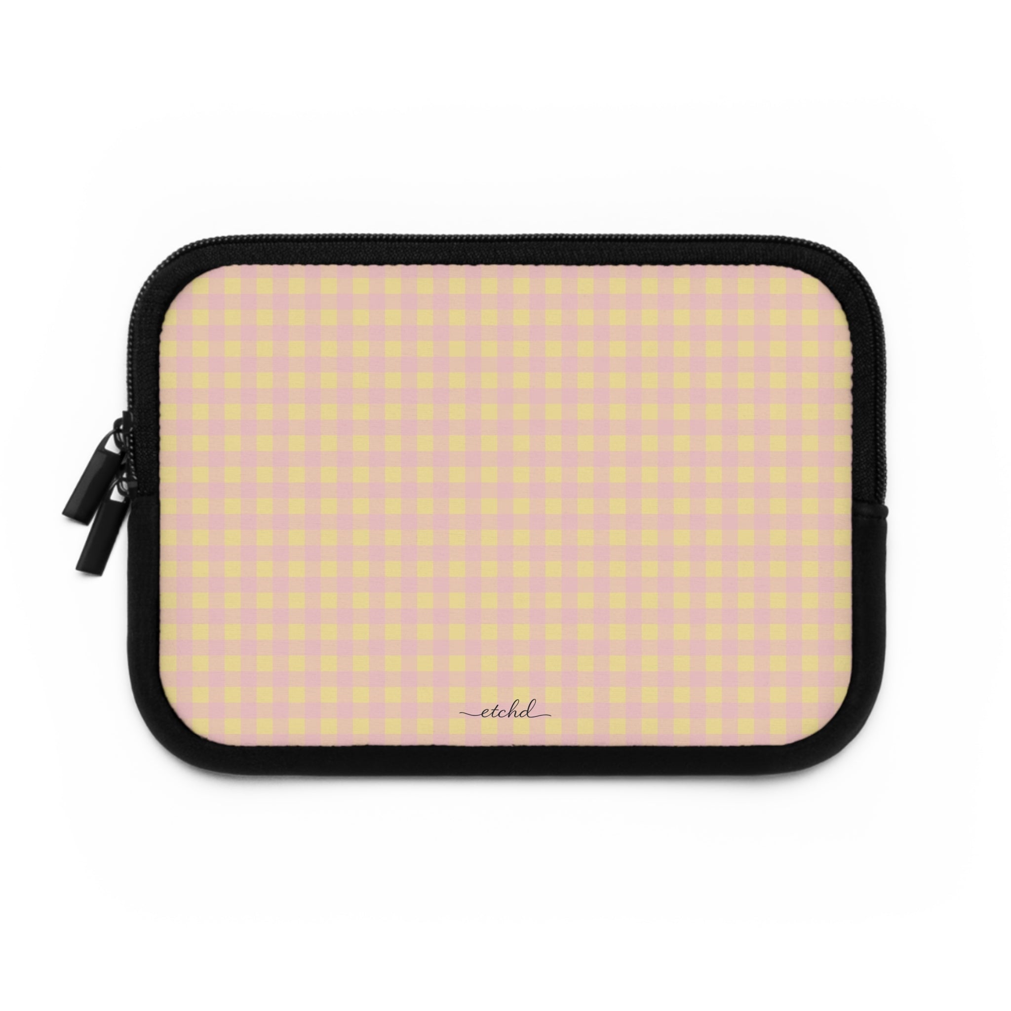 Butter & Pink Gingham Laptop Sleeve by etchd, view 2