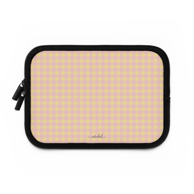 Butter & Pink Gingham Laptop Sleeve by etchd, view 2