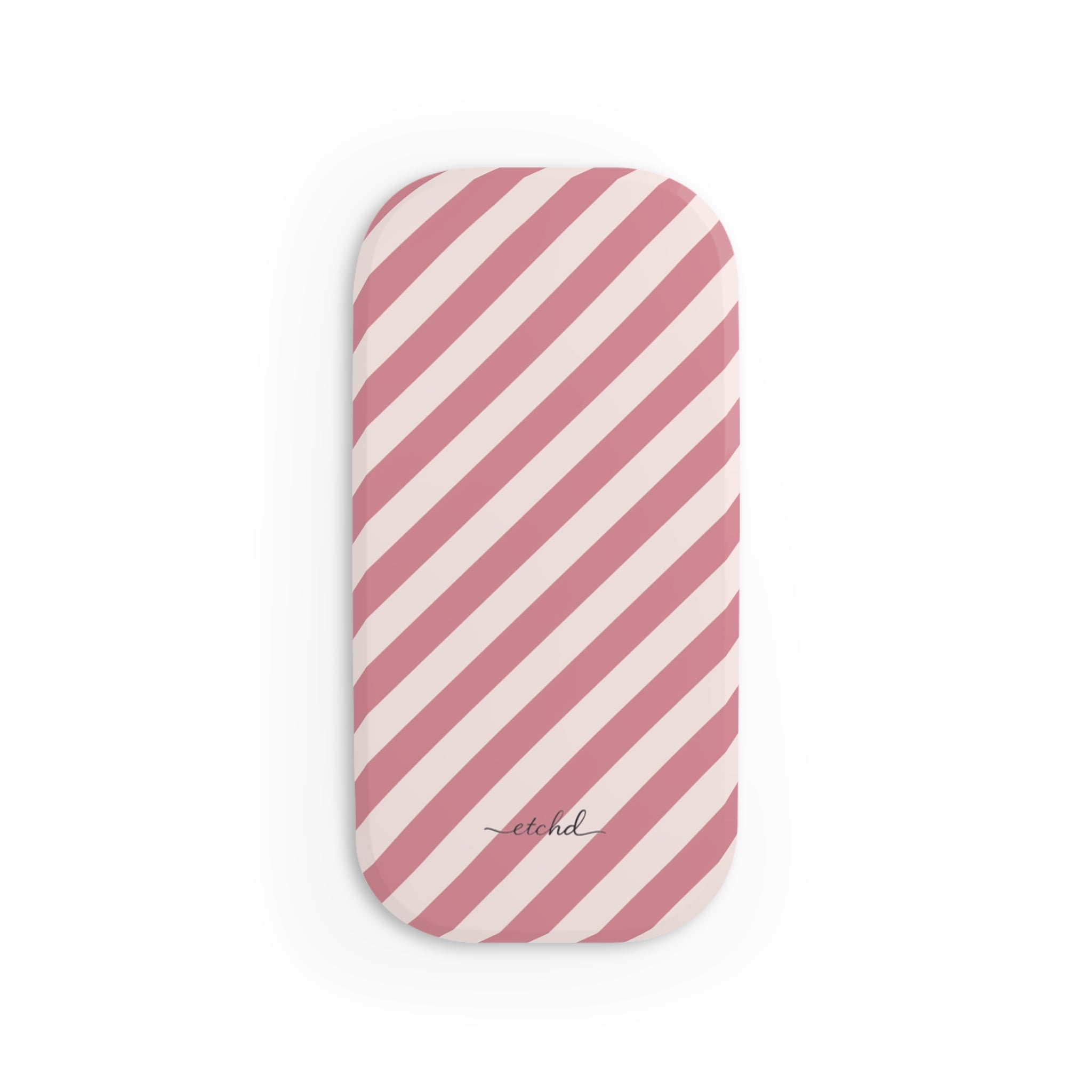 Blush & Cream Striped Diagonal Click-On Phone Grip by etchd, view 2