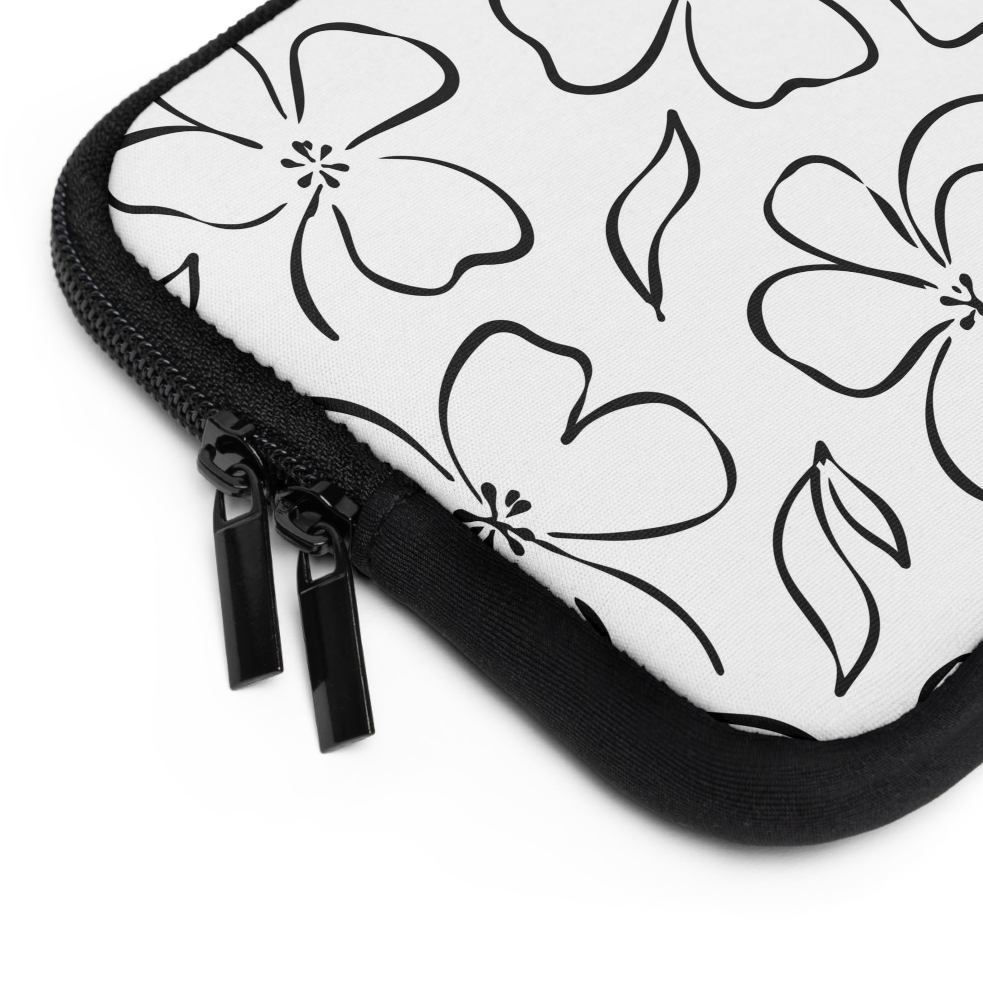 White & Black Floral Laptop Sleeve by etchd, view 12