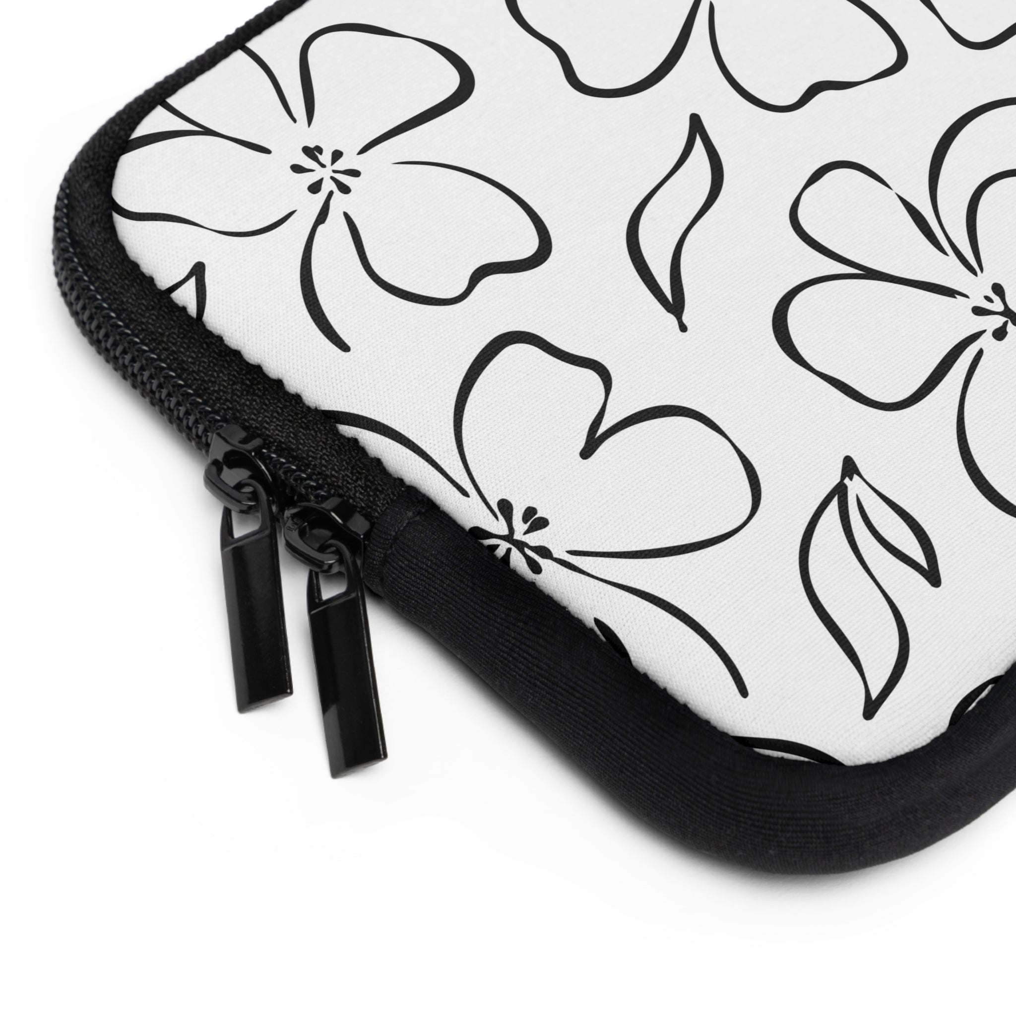 White & Black Floral Laptop Sleeve by etchd, view 12