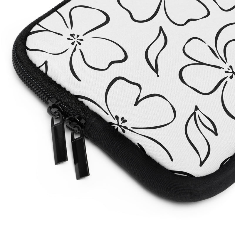 White & Black Floral Laptop Sleeve by etchd, view 12