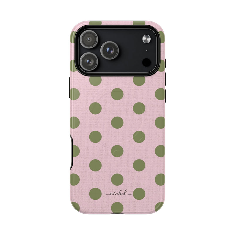Green & Pink Polka Dot Magnetic Phone Case by etchd, view 31