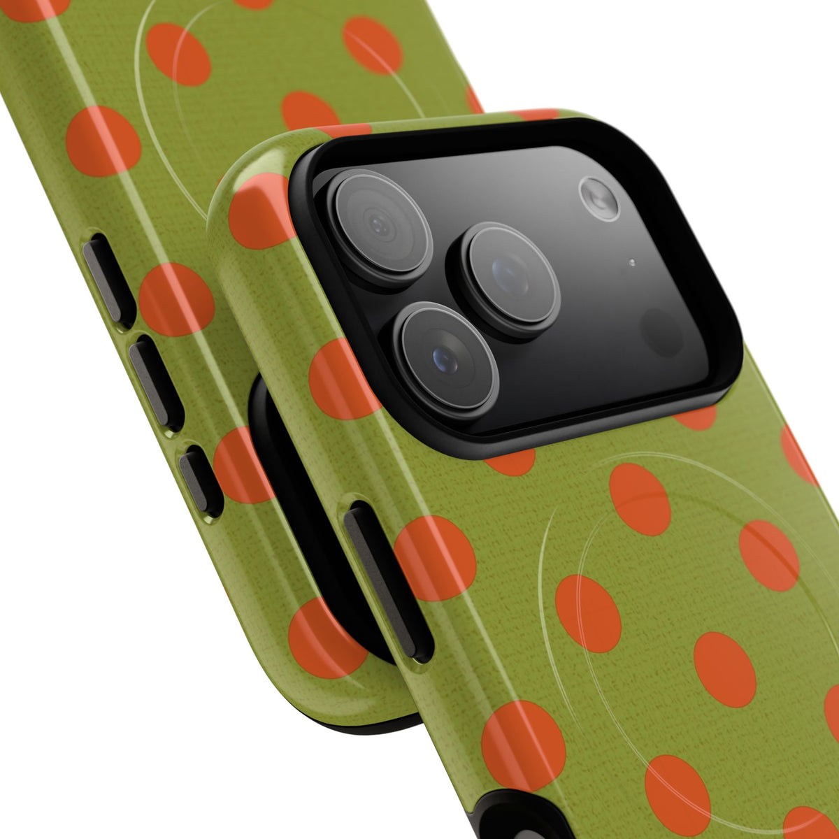 Persimmon & Wasabi Polka Dot Magnetic Phone Case by etchd, view 99